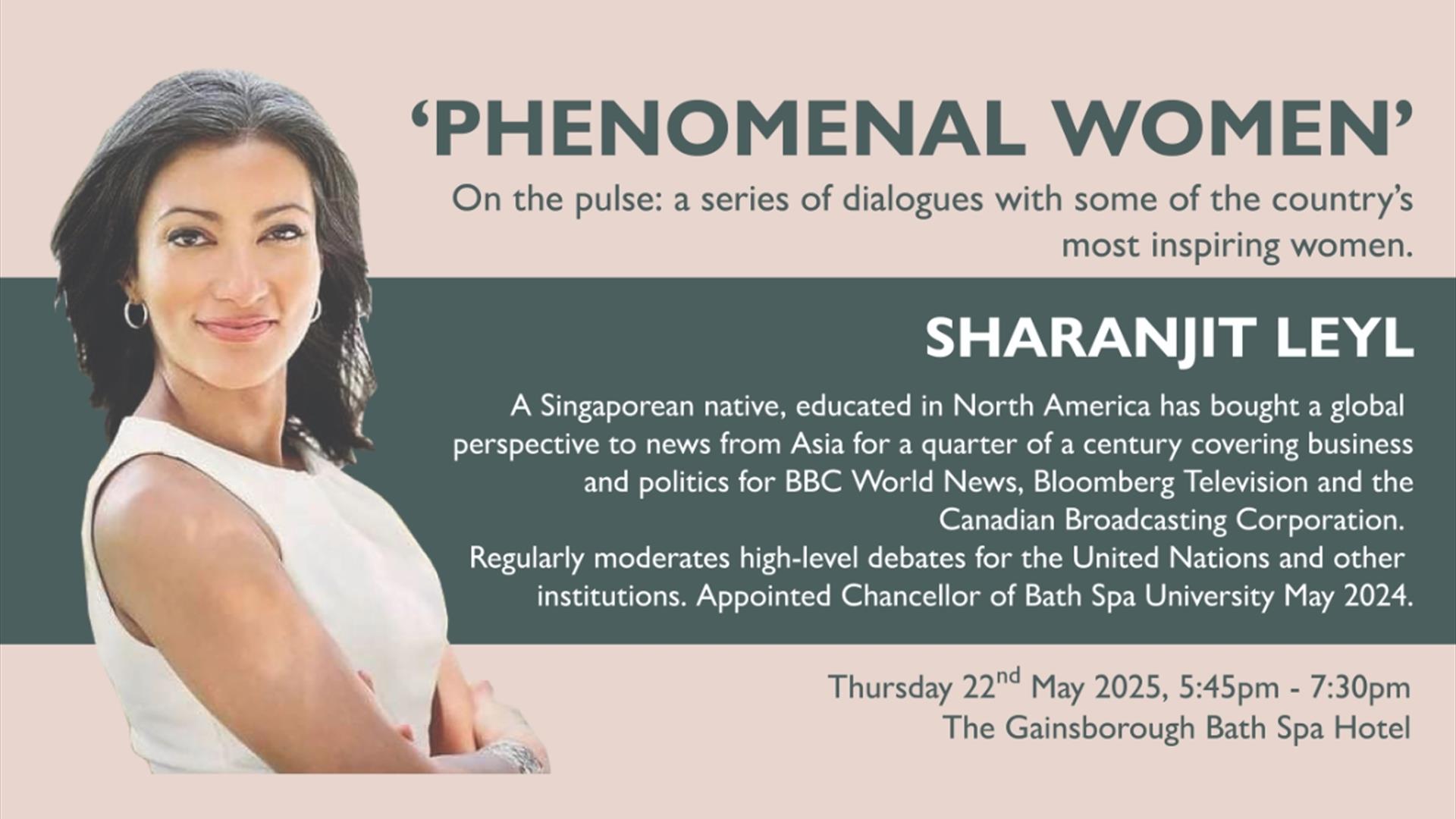 'Phenomenal Women' with Sharanjit Leyl at The Gainsborough Bath Spa