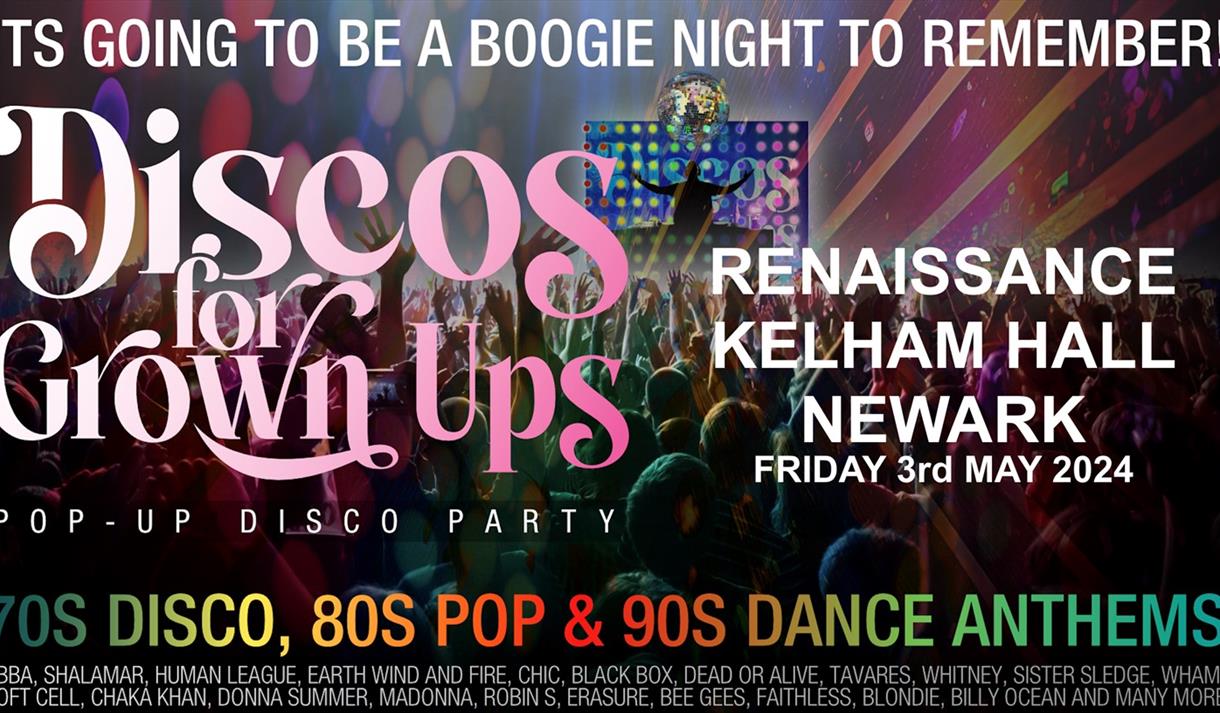 Discos for Grown ups pop-up 70s, 80s and 90s disco at Kelham Hall